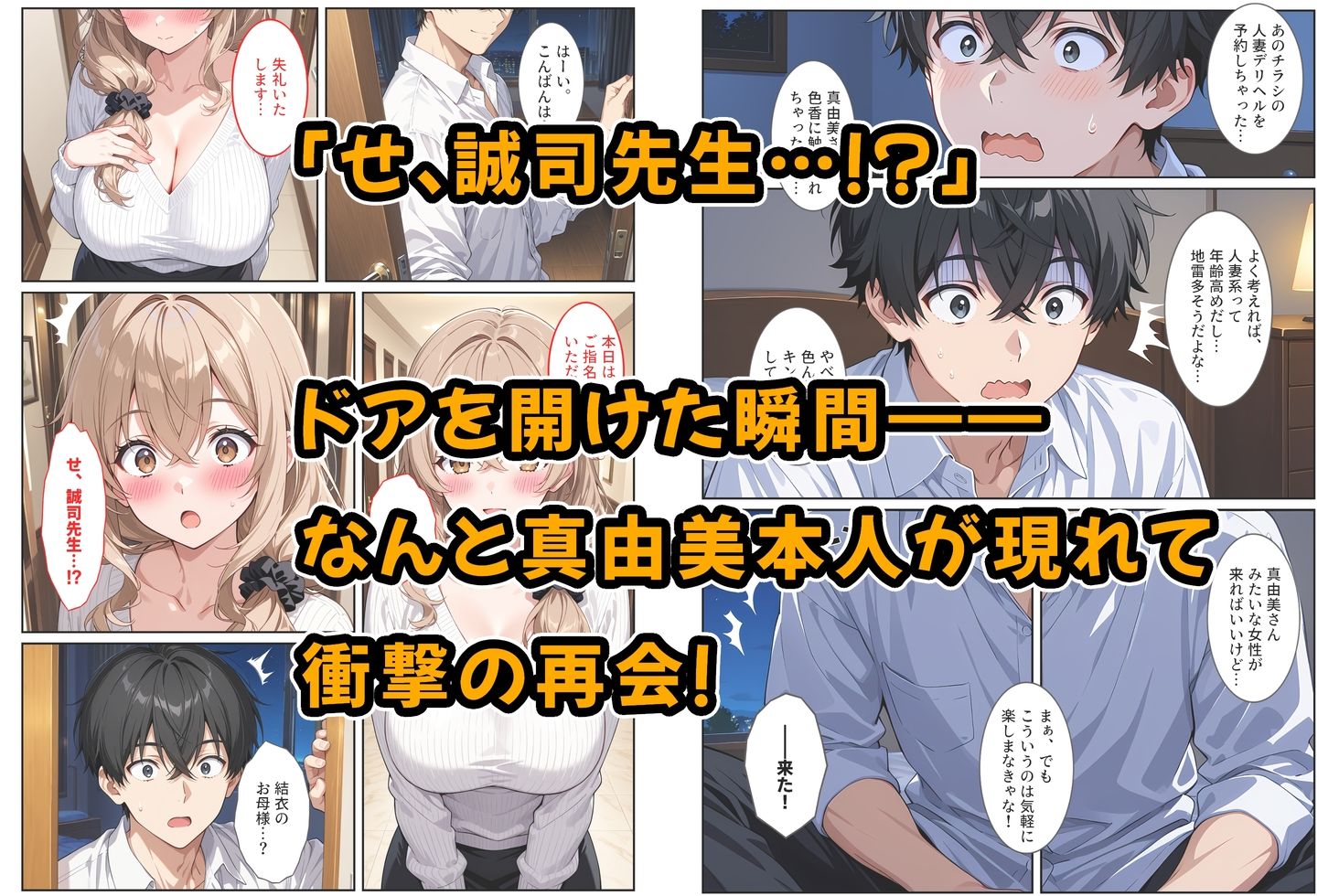 デリヘル呼んだら教え子のママが来たので孕ませました〜娘も一緒に種付けて腹ボテ家族に〜_003